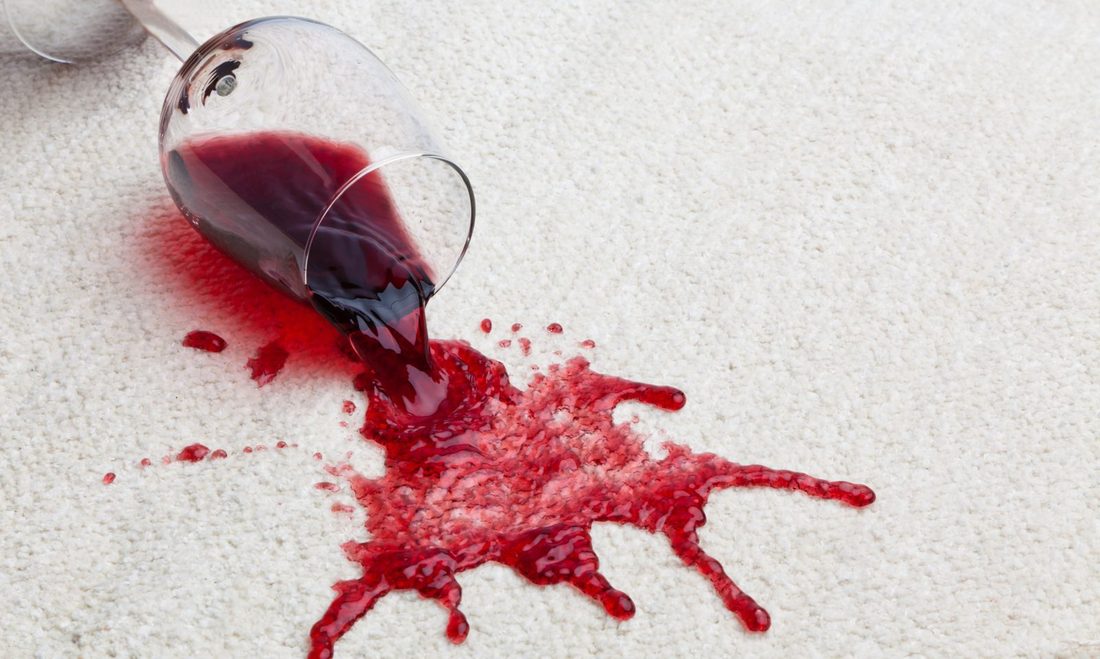 Wine spill on a carpet.