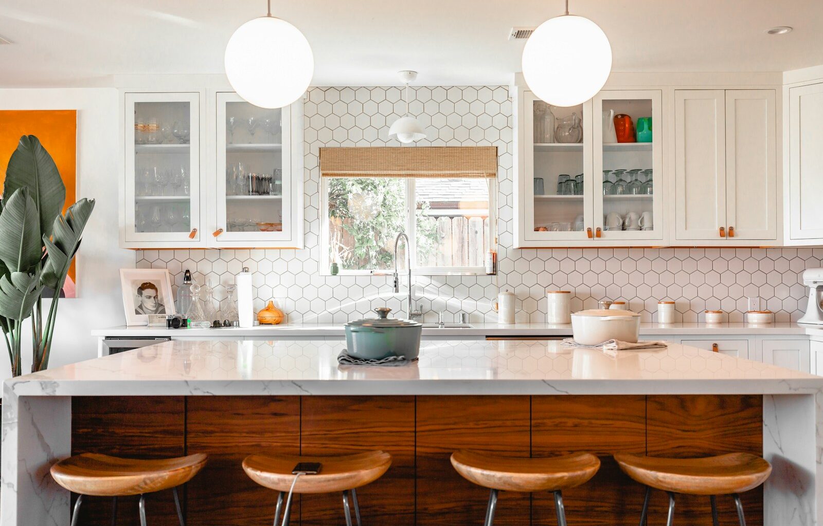 four brown stools