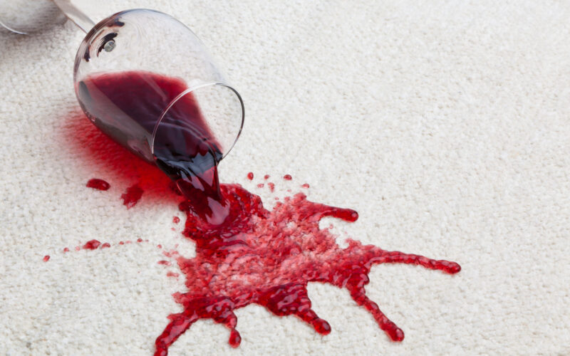 Wine spill on a carpet.