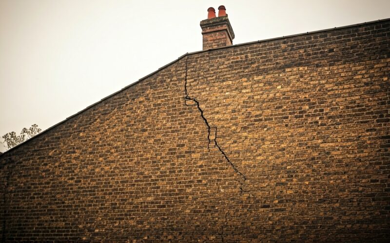 Cracked wall on side of property